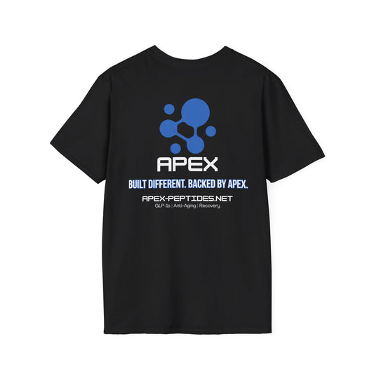 Apex Peptides Logo T-Shirt — Built Different. Backed By Apex. Design