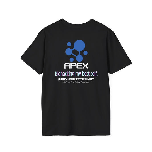 Apex Peptides Logo T-Shirt — Biohacking My Best Self Design